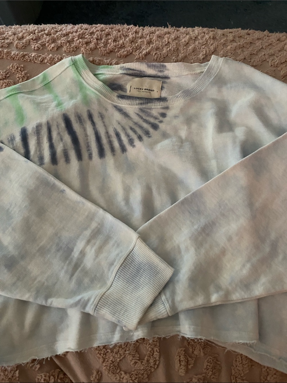 Lucky Brand Women’s Tie-Dye Crewneck Sweatshirt - Light Blue, Navy & Green